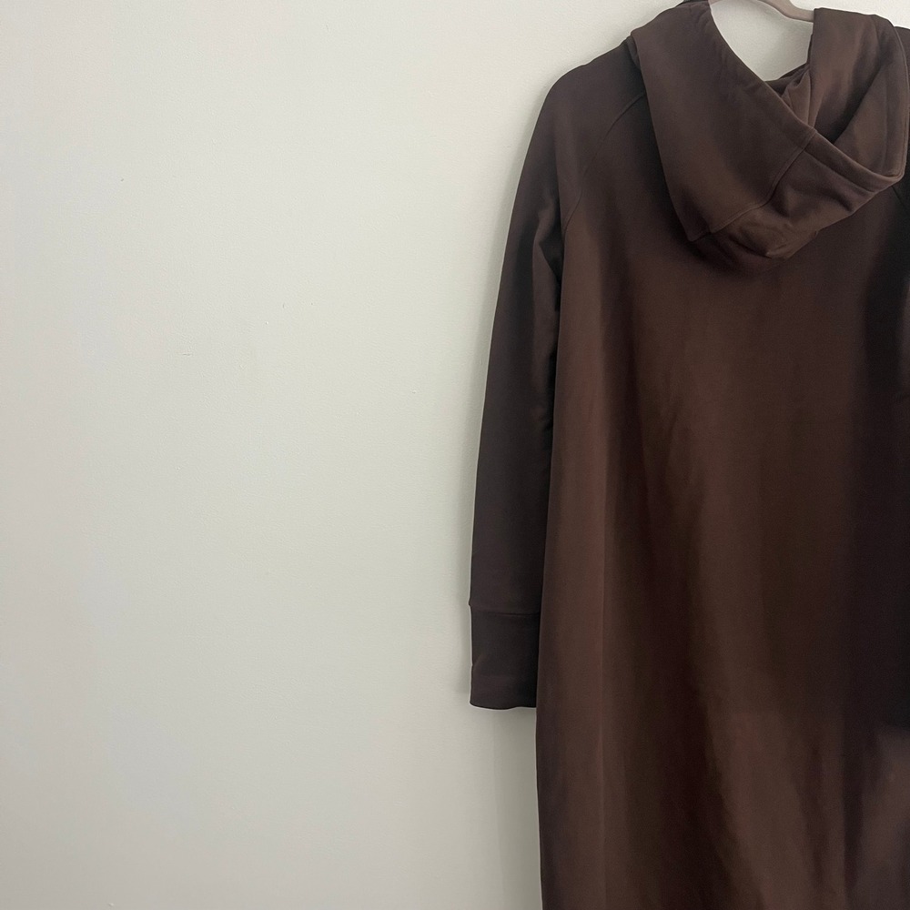 Marcella NYC Brown Asymmetric Zip Hoodie Maxi Dress Thumbhole Fleece L - Picture 8 of 8
